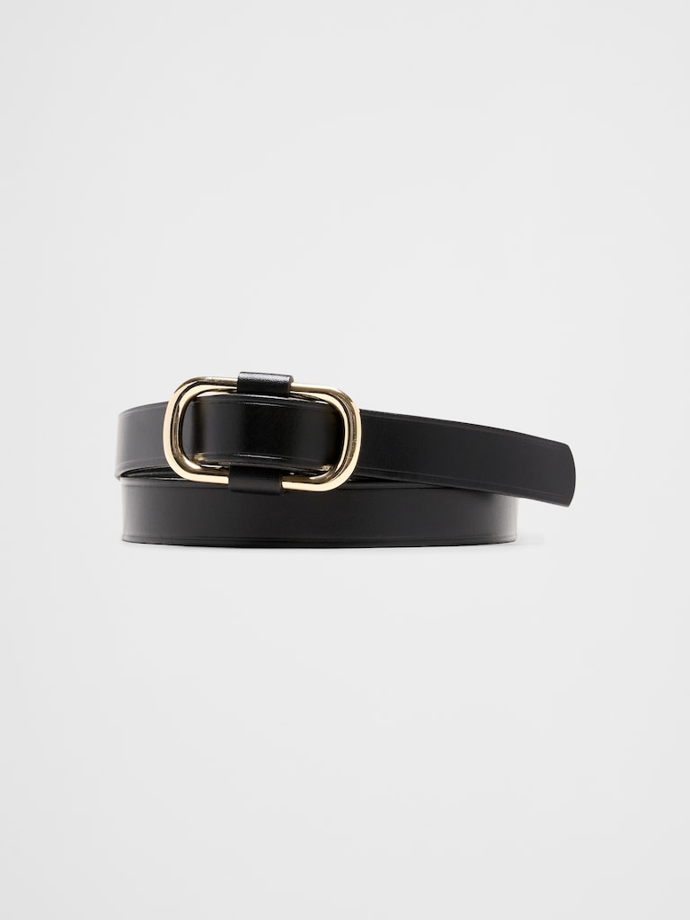 Leather Square Buckle Slider Belt