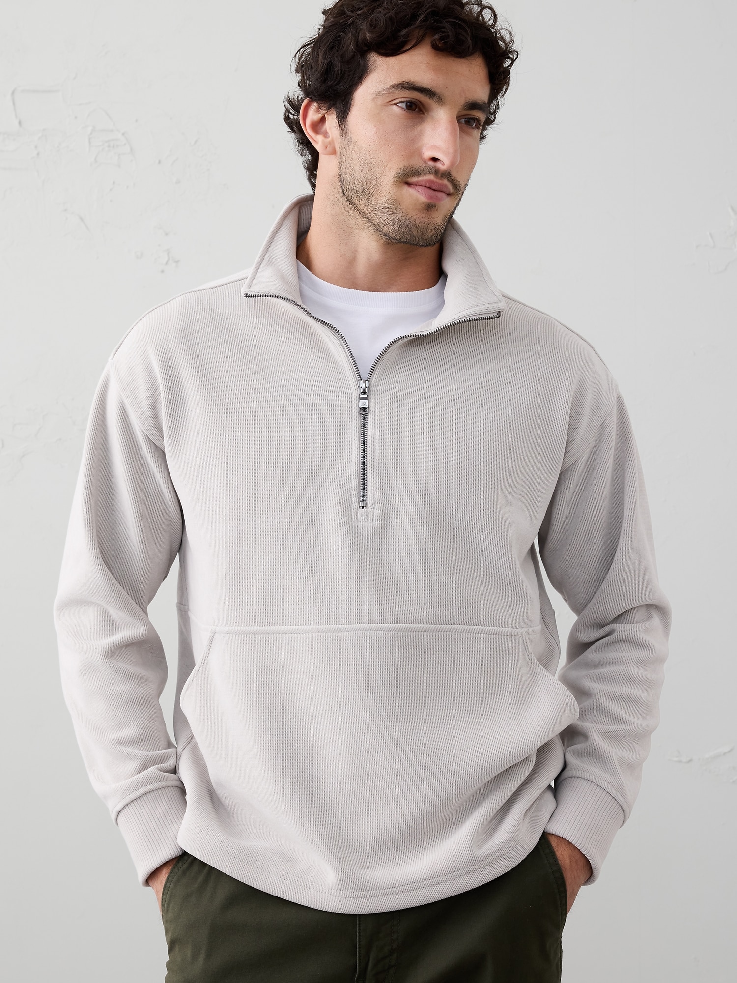 Corduroy Knit Half-Zip Sweatshirt | Banana Republic Factory