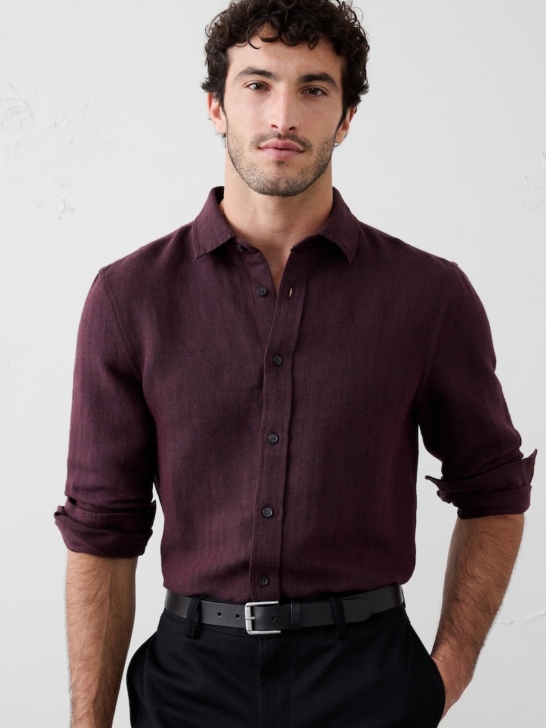 Slim-Fit Linen-Blend Shirt