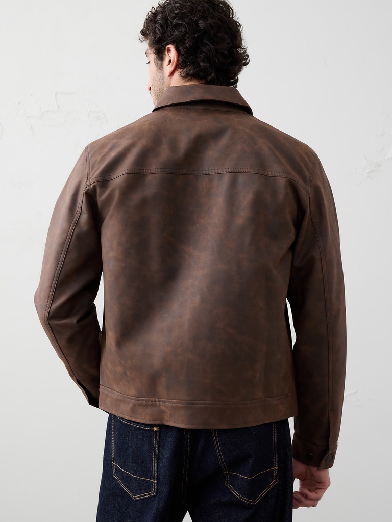 Vegan Leather Trucker Jacket