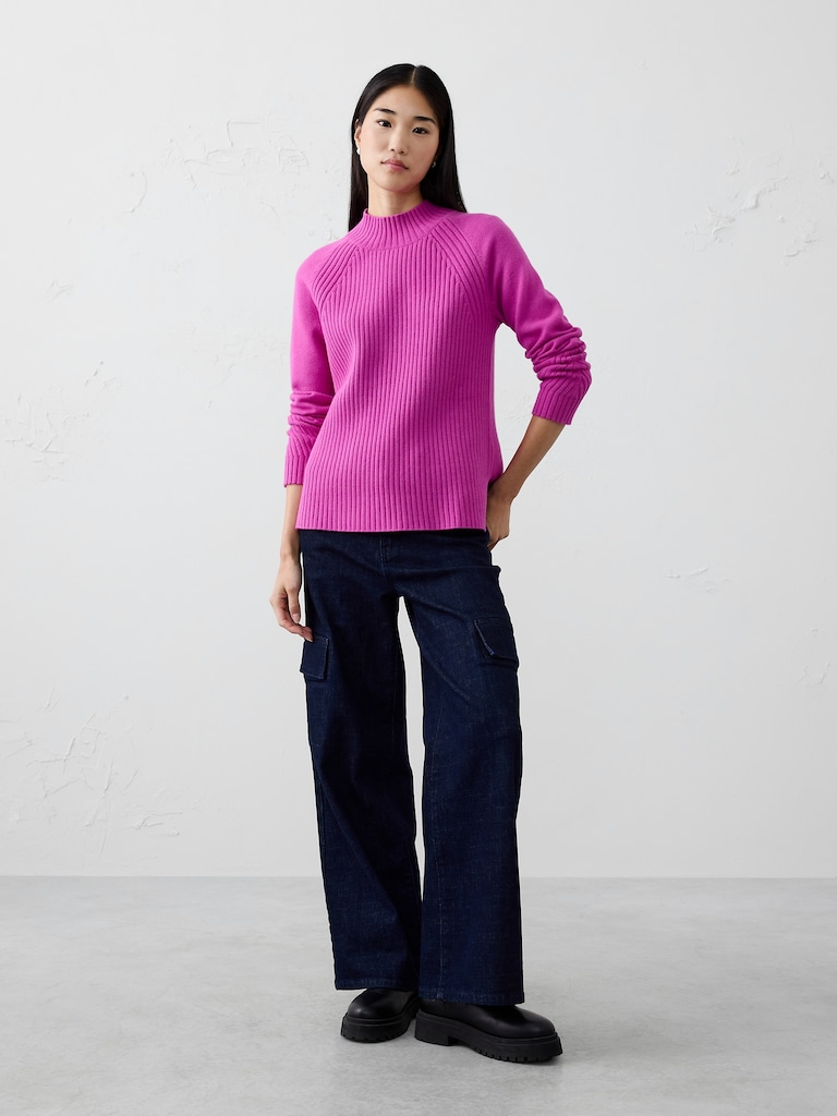 Ribbed Mock-Neck Sweater