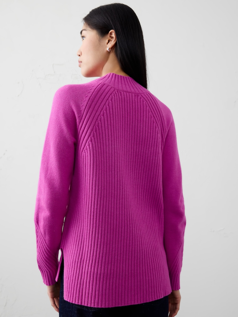 Ribbed Mock-Neck Sweater