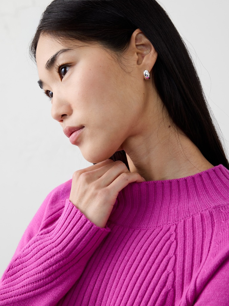 Ribbed Mock-Neck Sweater