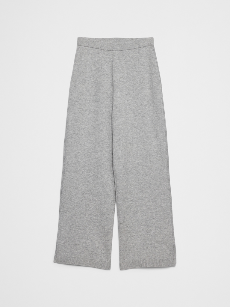 Wide-Leg Mid-Rise Pull-On Sweater Pant