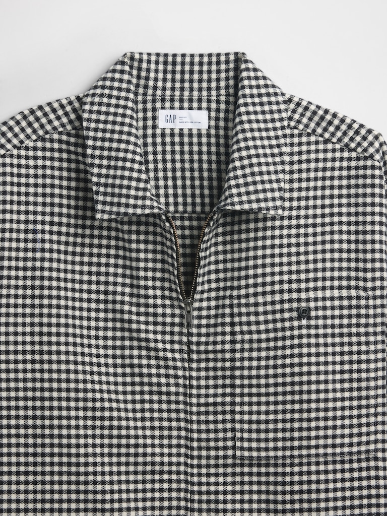 Flannel Zip-Shirt in Boxy Fit