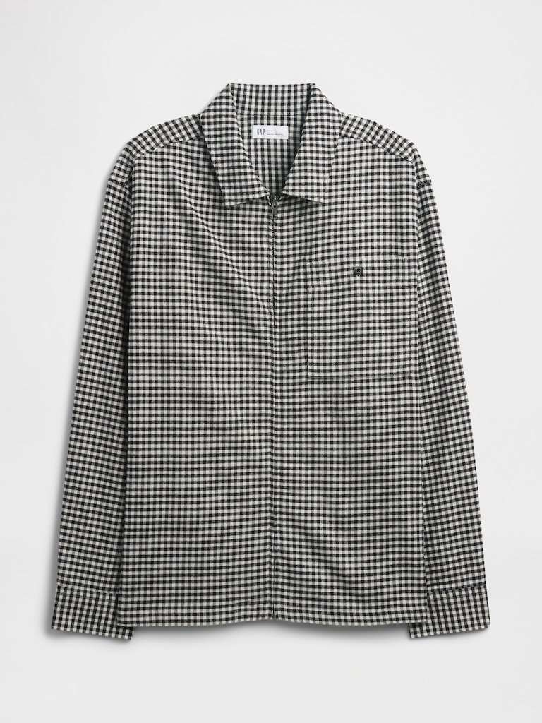 Flannel Zip-Shirt in Boxy Fit