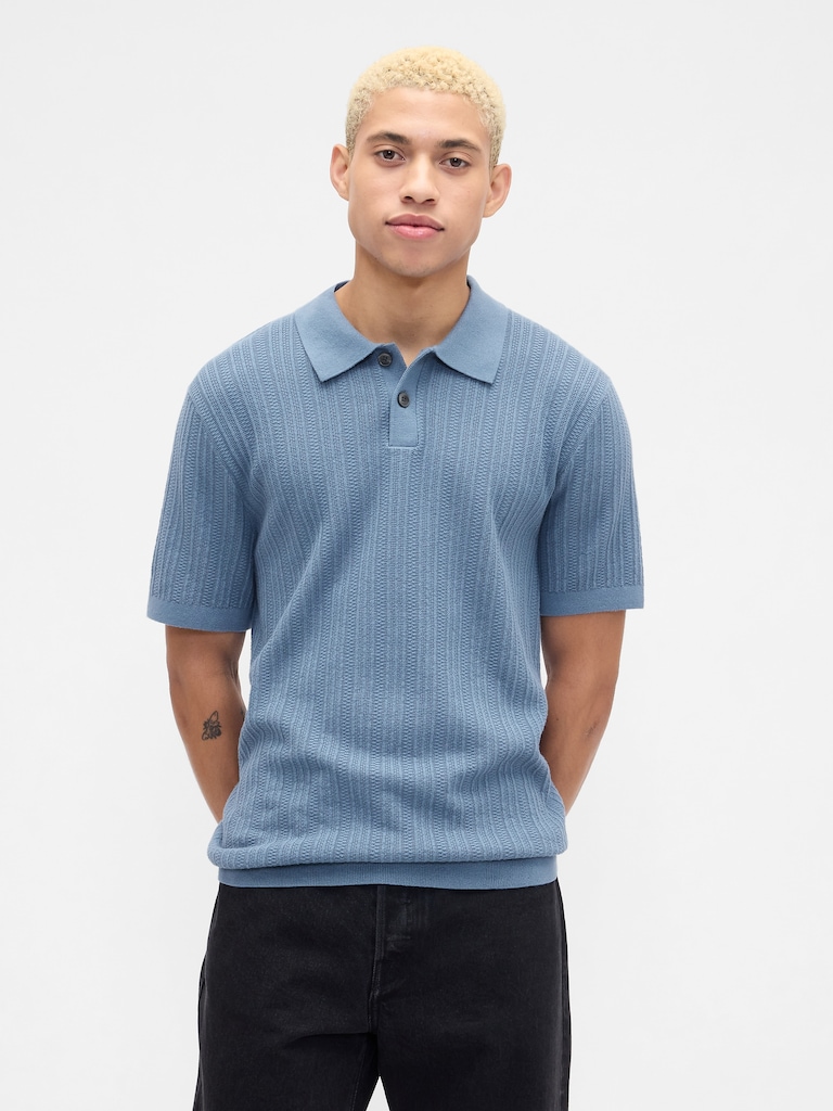 Textured Sweater Polo Shirt