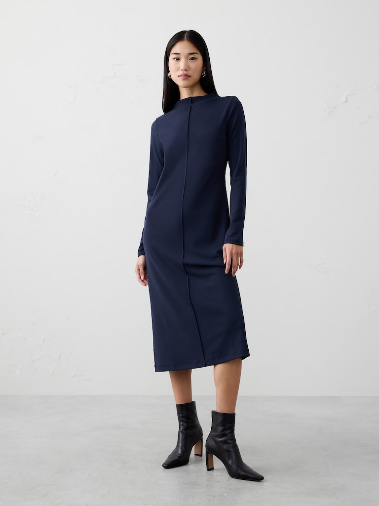 Cozy Ribbed Knit Midi Dress