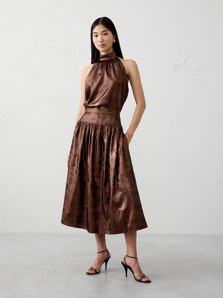 Metallic Midi Skirt