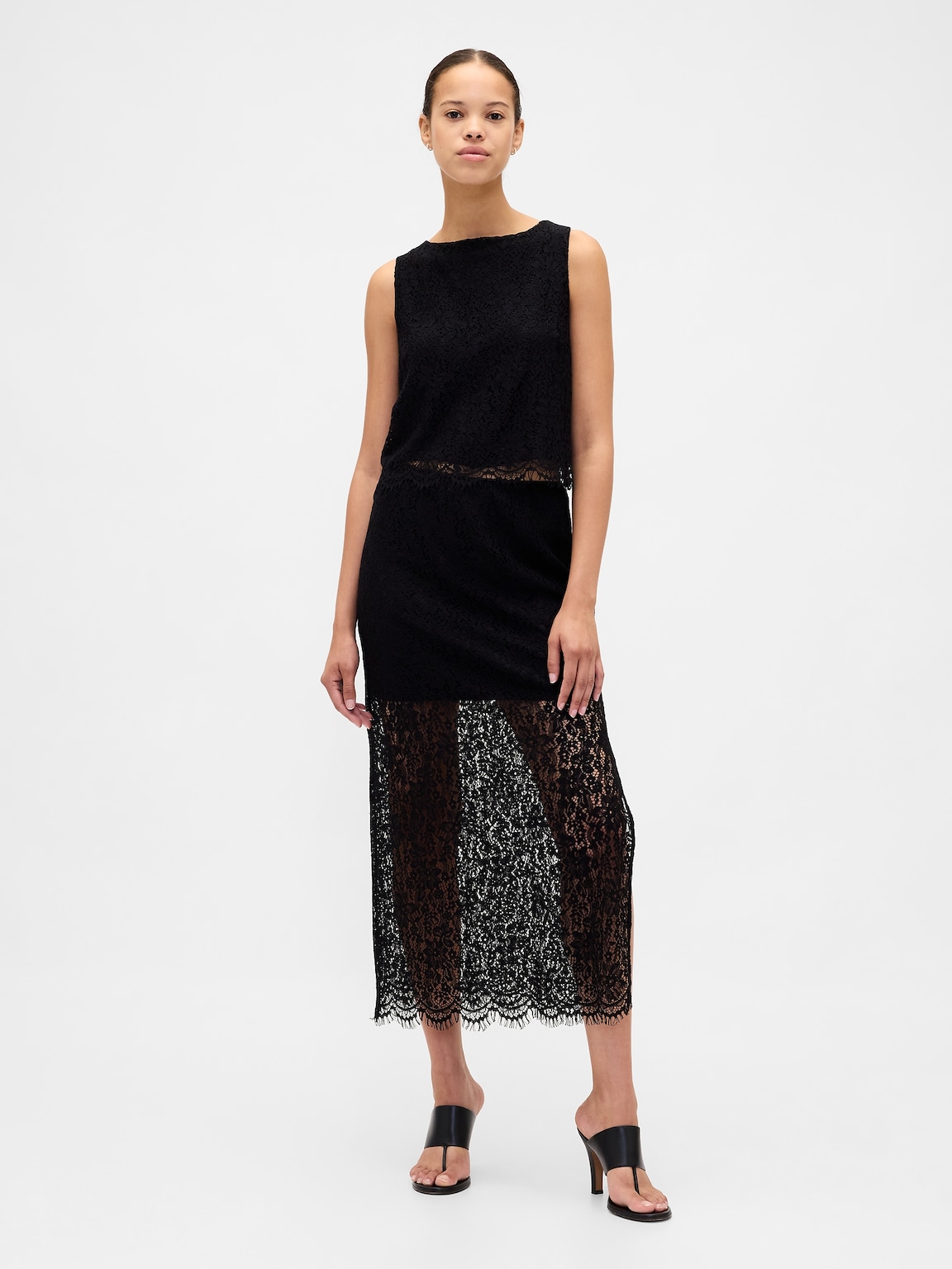 Lace Boatneck Crop Shell Top