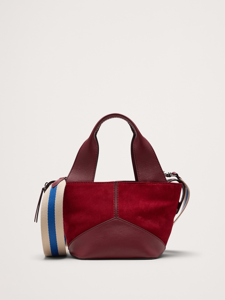 Mini fourre-tout à glissière en cuir et suède