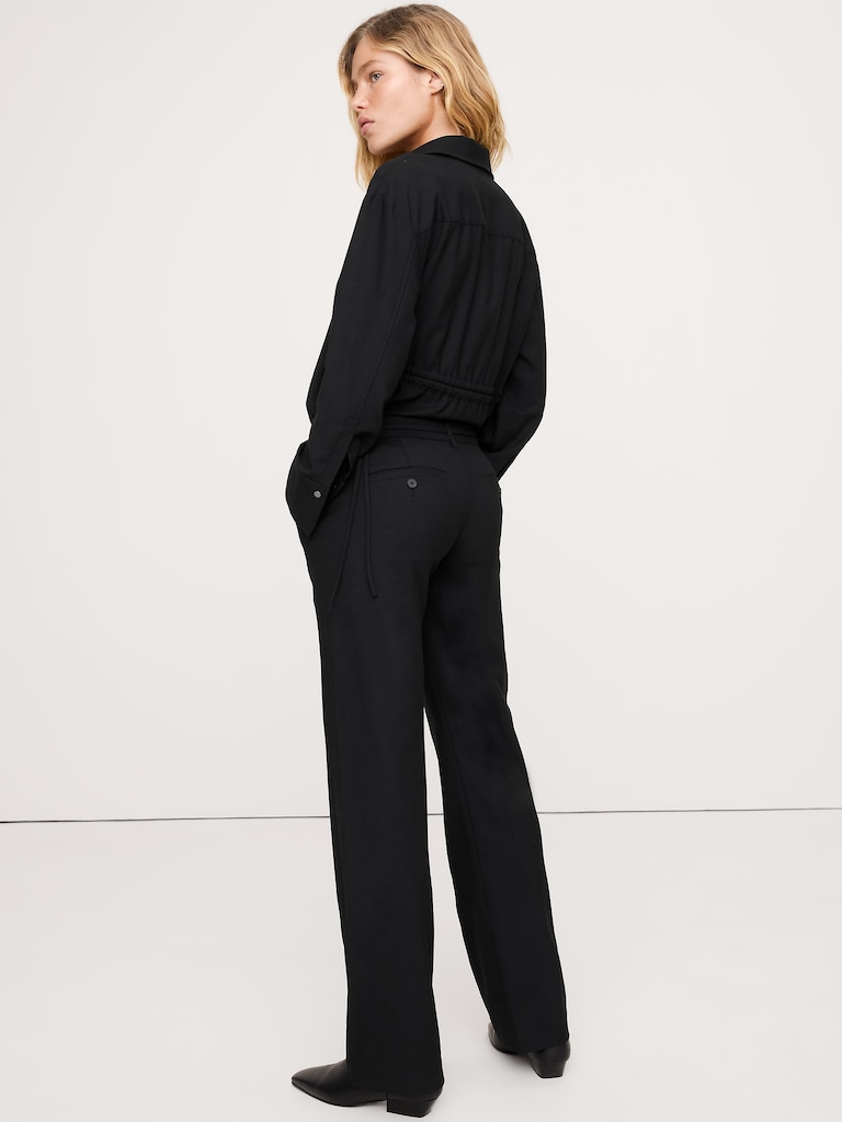 Mid-Rise Straight Wool-Blend Flannel Pant