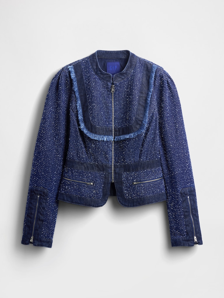 GapStudio Denim Tweed Fringe Jacket