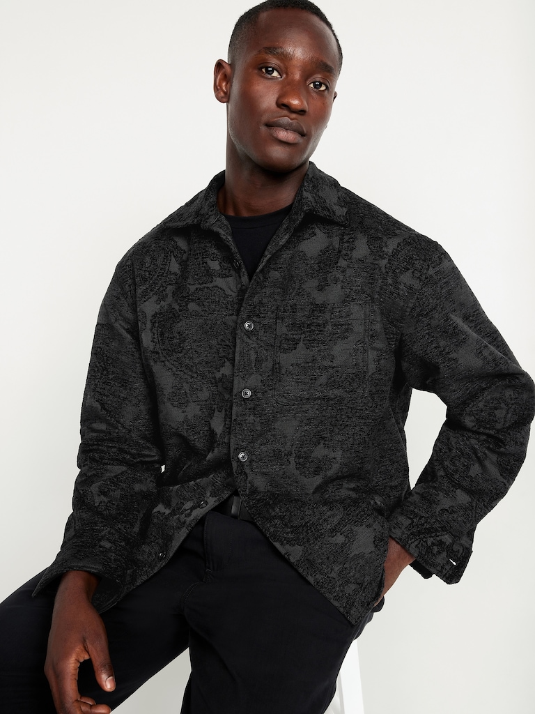 Oversized Button-Down Jacquard Shirt