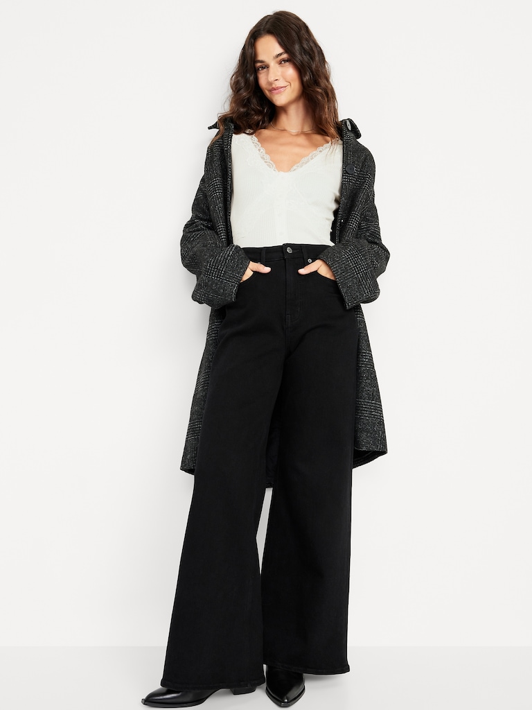 Lace-Trim V-Neck Ribbed Top