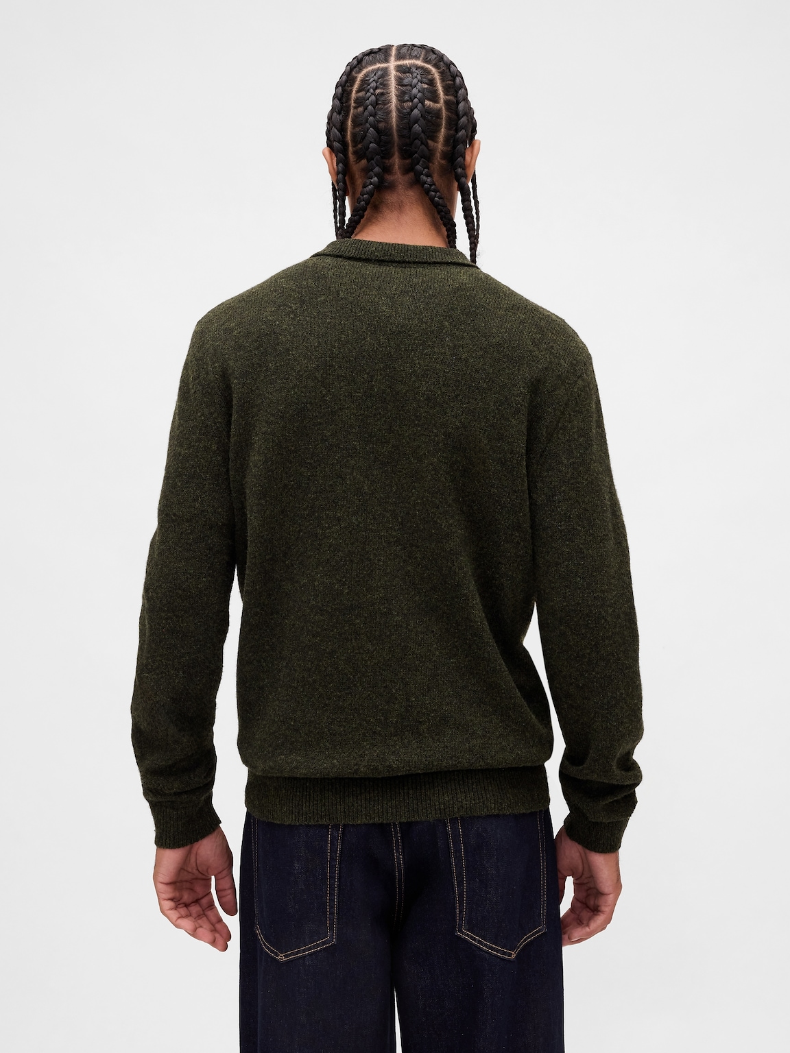 Merino Wool-Blend Polo Sweater