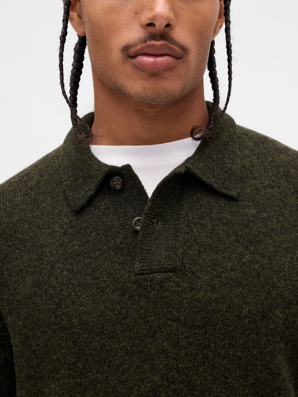 Merino Wool-Blend Polo Sweater