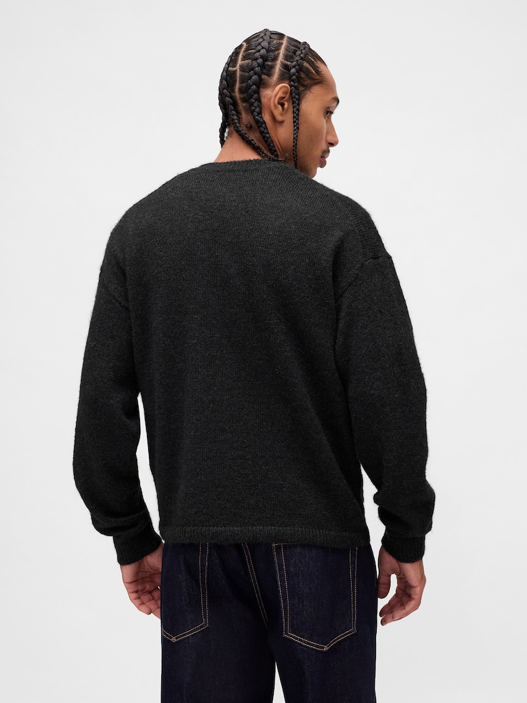 Fuzzy Relaxed Crop Cardigan Sweater