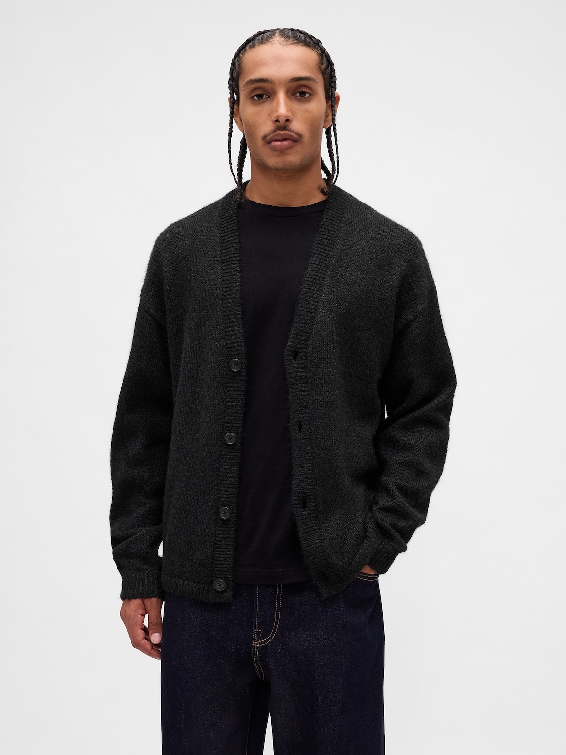 Fuzzy Relaxed Crop Cardigan Sweater