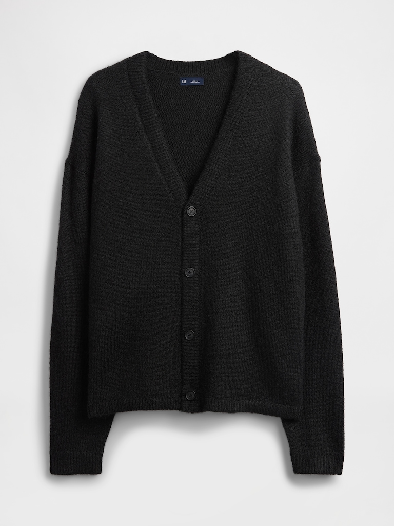 Fuzzy Relaxed Crop Cardigan Sweater
