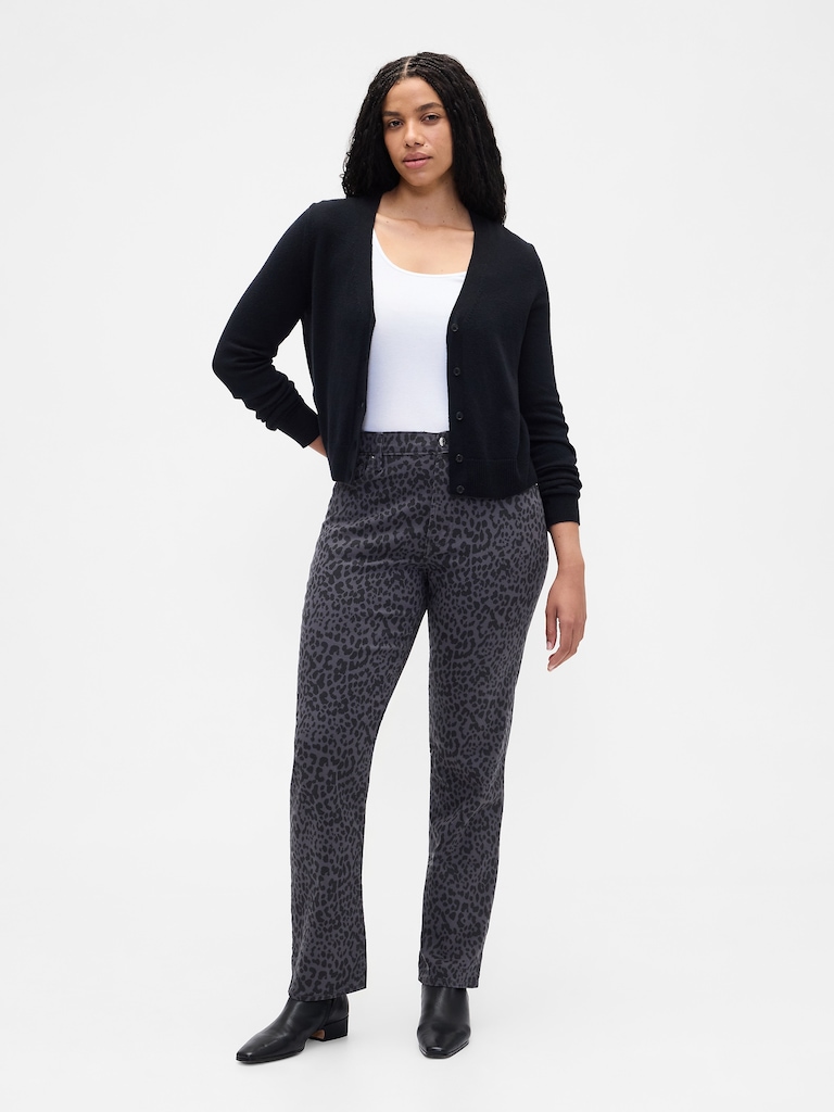 High Rise '90s Straight Leopard Print Jeans