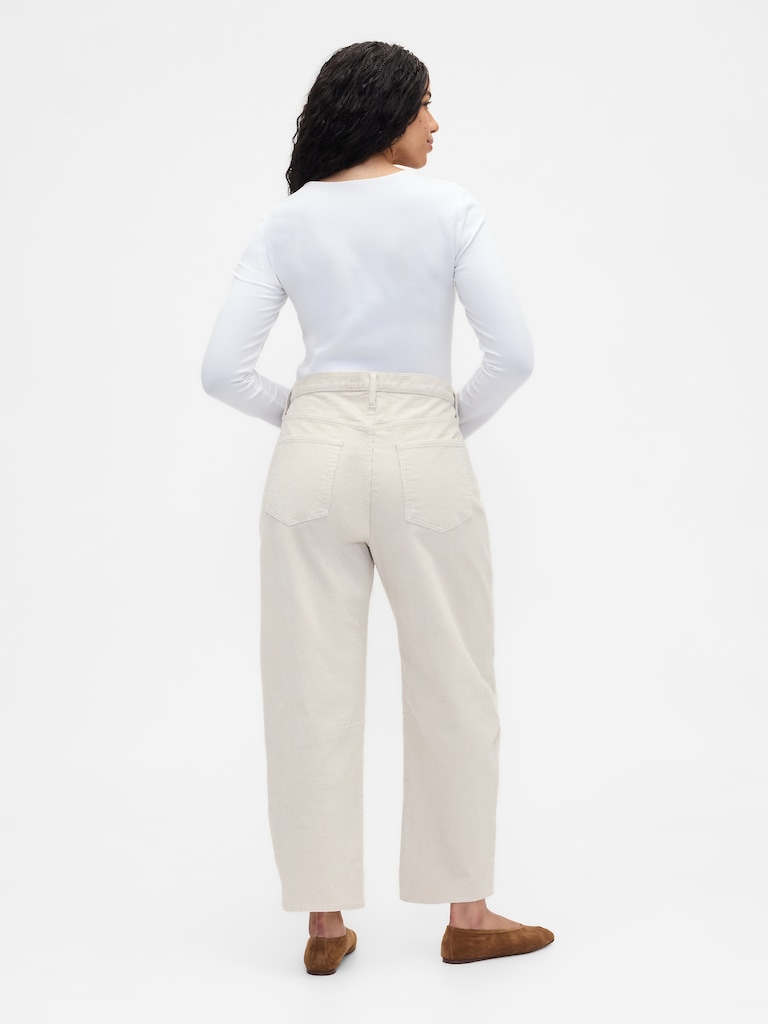 High Rise Barrel Corduroy Pants