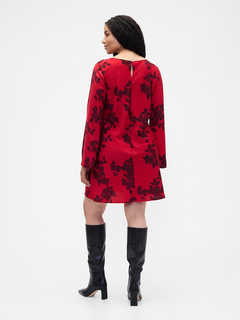 Satin Boatneck Mini Dress