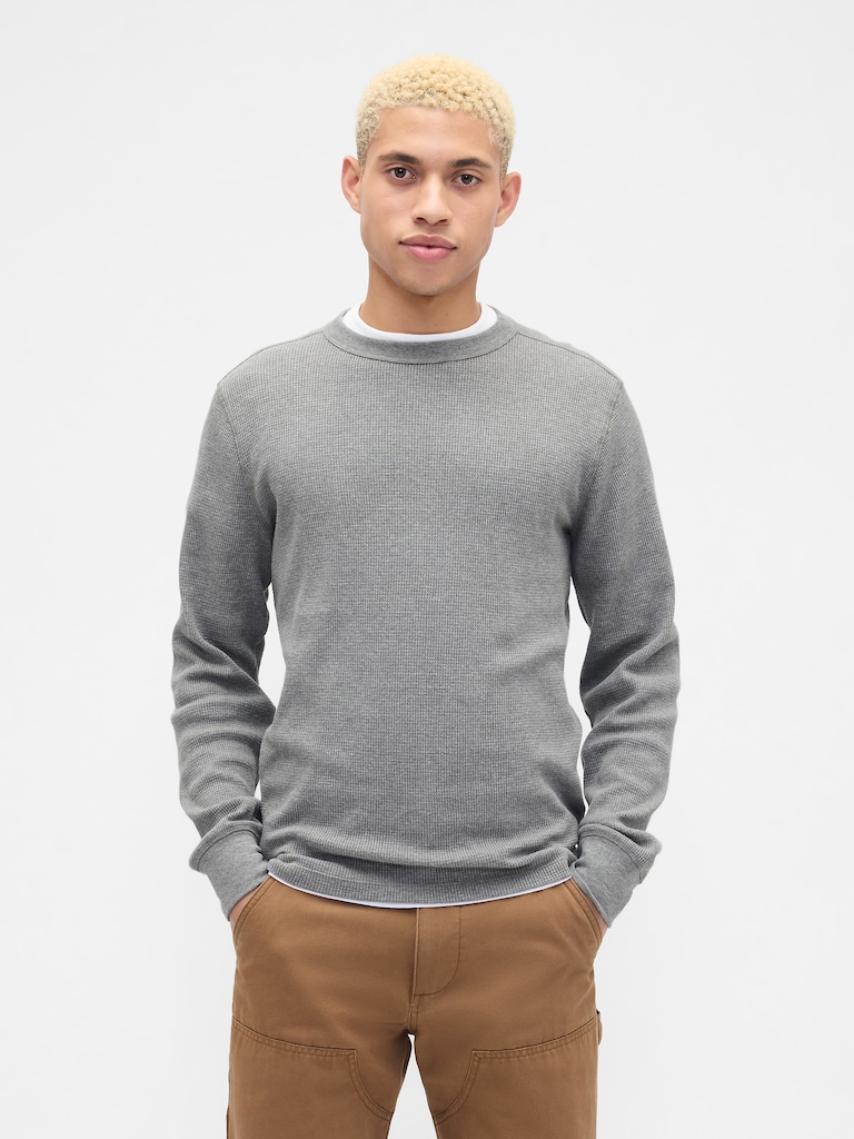 Waffle-Knit Crewneck T-Shirt