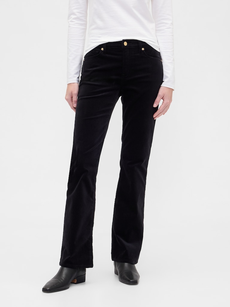 Mid Rise Baby Boot Velvet Pants