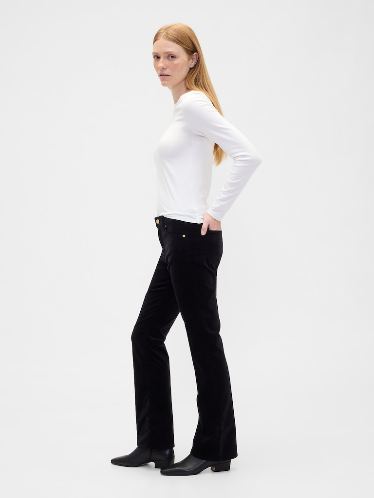 Mid Rise Baby Boot Velvet Pants