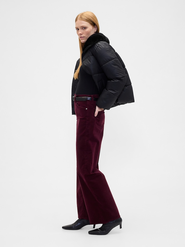 High Rise Wide-Leg Velvet Pants