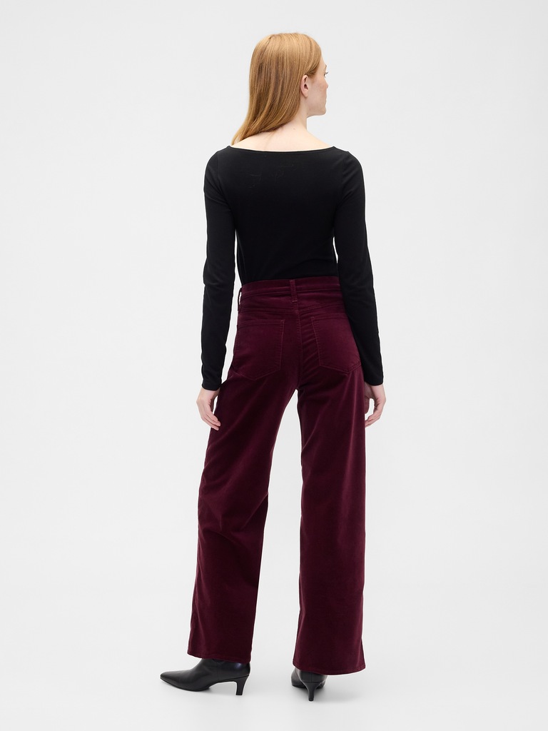 High Rise Wide-Leg Velvet Pants