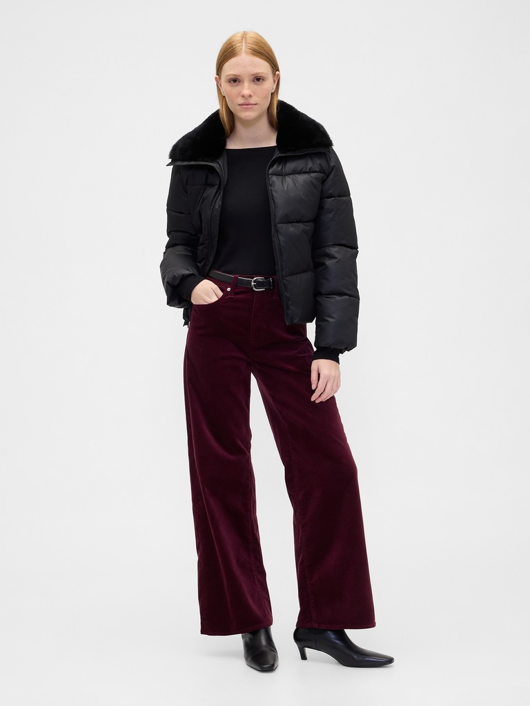 High Rise Wide-Leg Velvet Pants