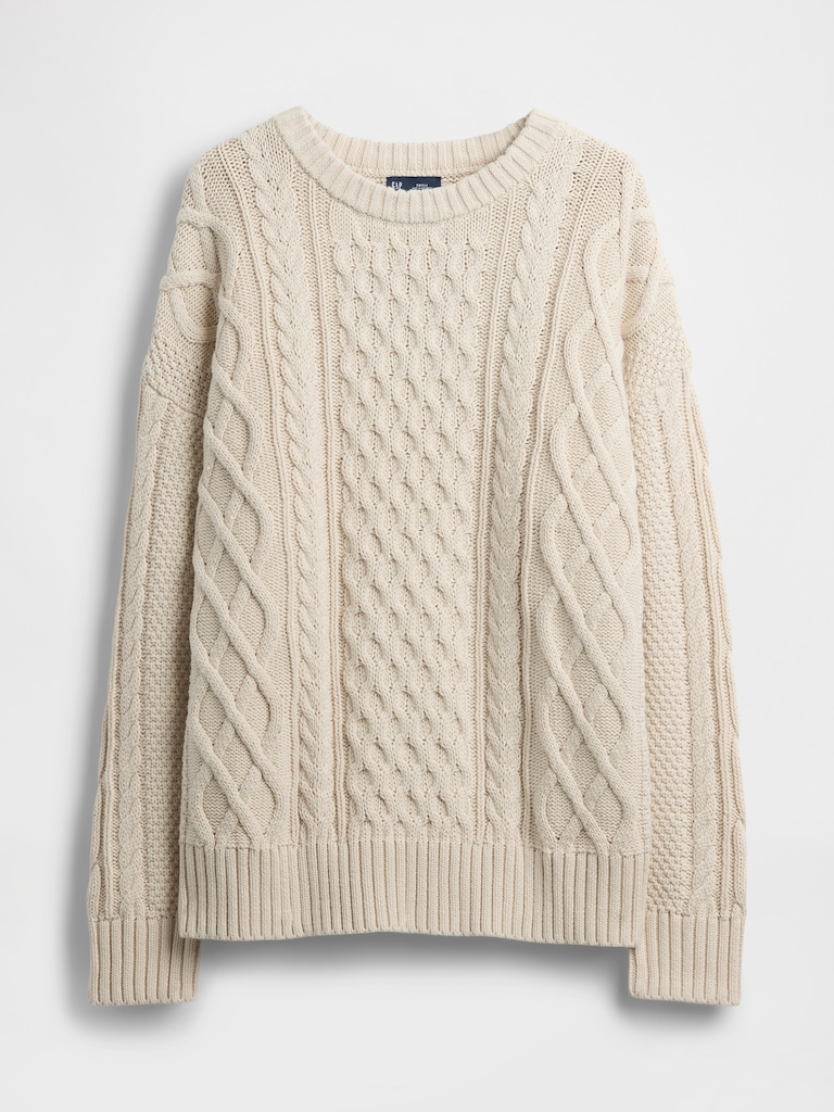 100% Cotton Oversized Cable-Knit Sweater