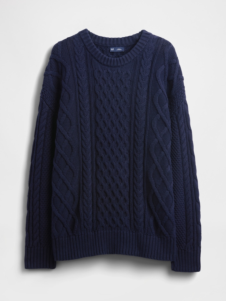 100% Cotton Oversized Cable-Knit Sweater