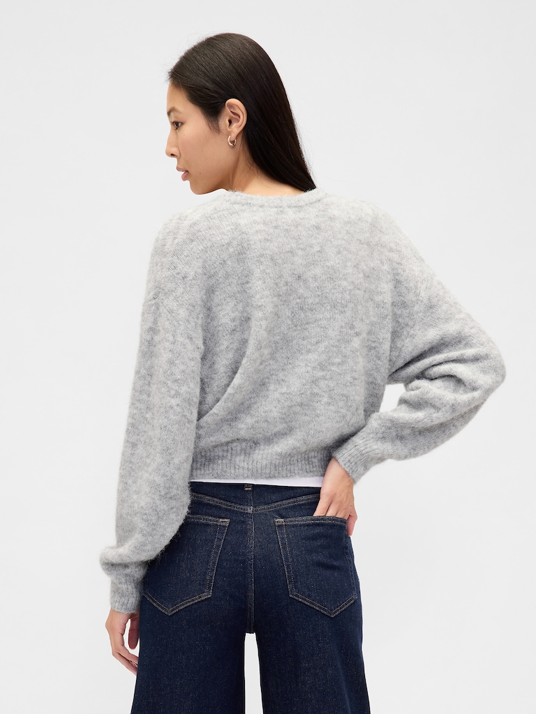 Fuzzy Oversized Crewneck Sweater