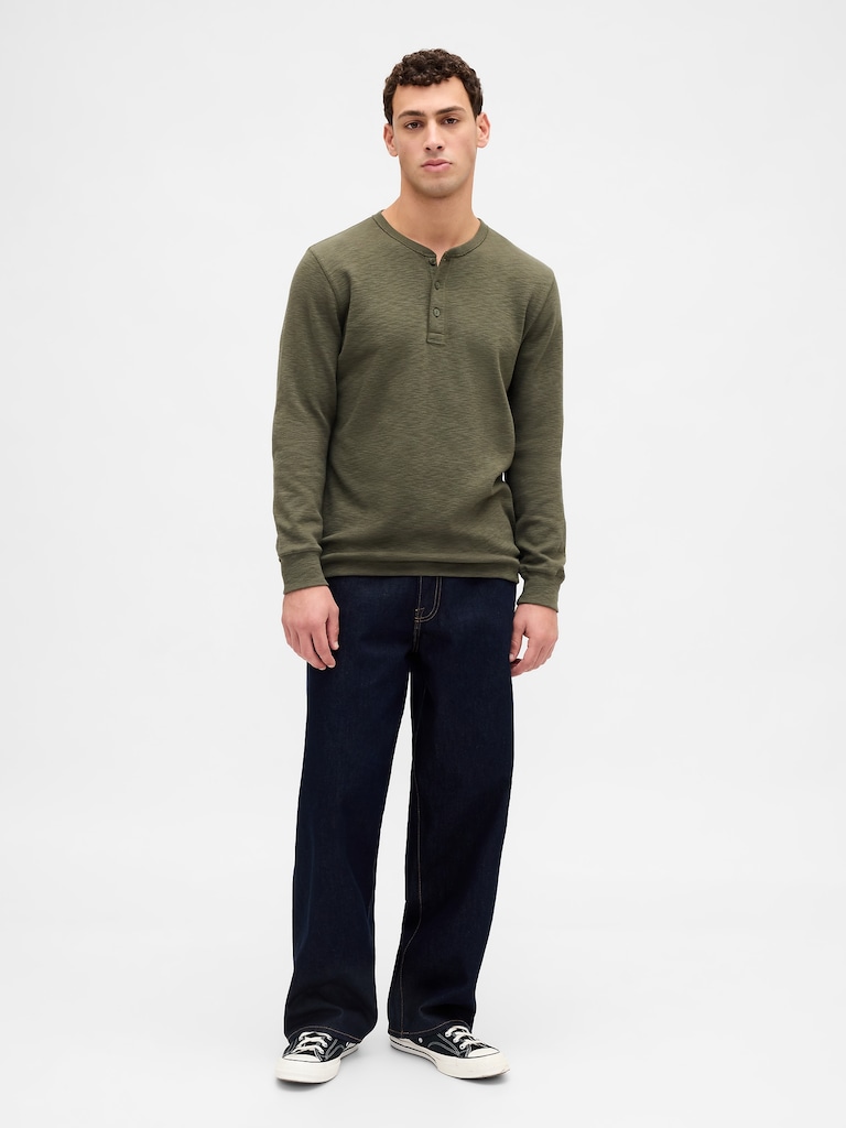 Double-Knit Henley T-Shirt