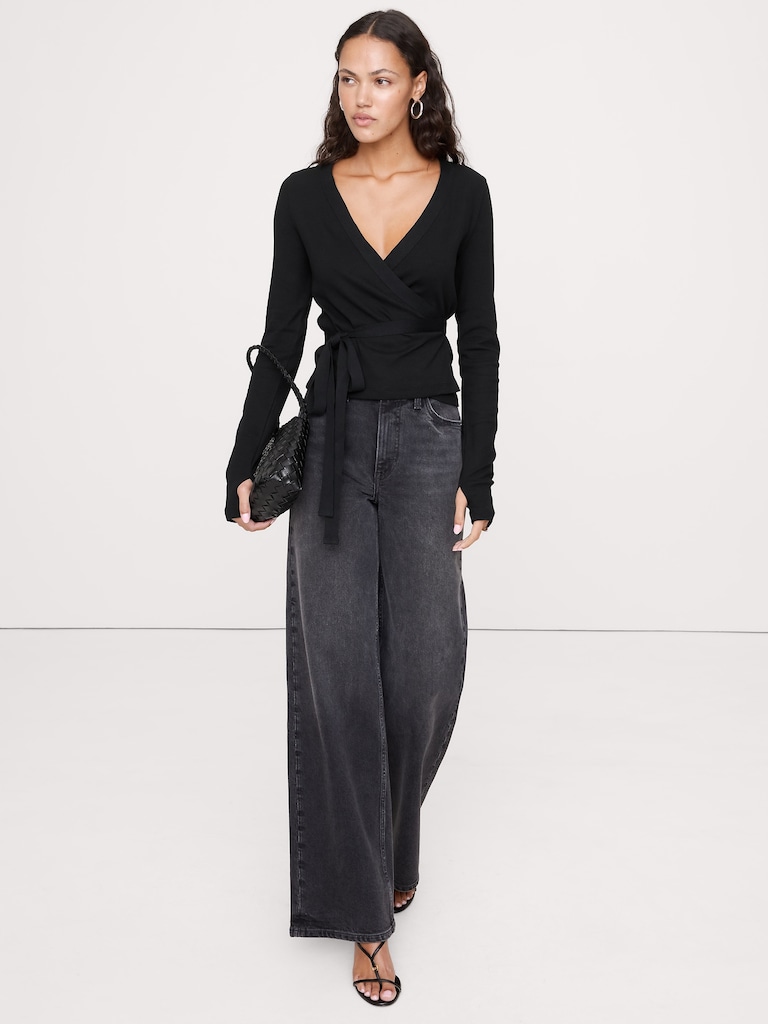 Ribbed Wrap Top
