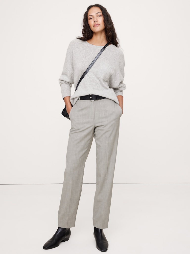 High-Rise Slim Italian Wool Ankle Pant