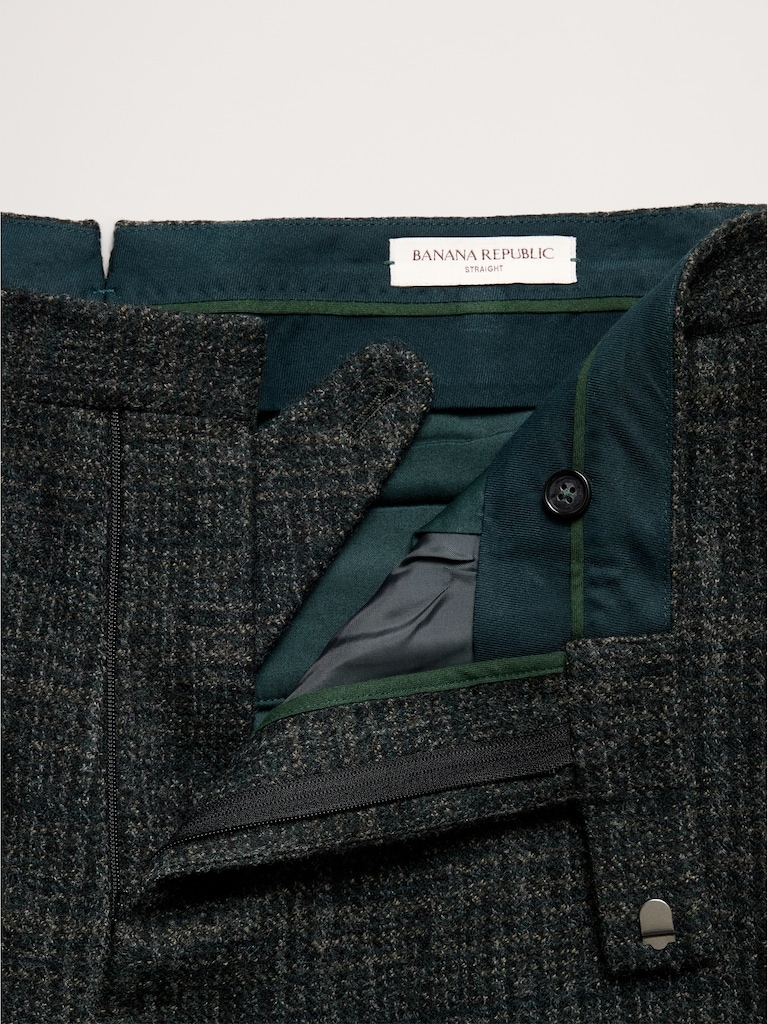 Straight Italian Wool Tweed Suit Pant