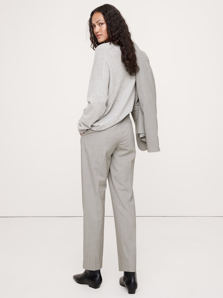 High-Rise Slim Italian Wool Ankle Pant