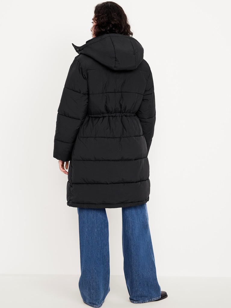 Water-Resistant Quilted Long Puffer Jacket