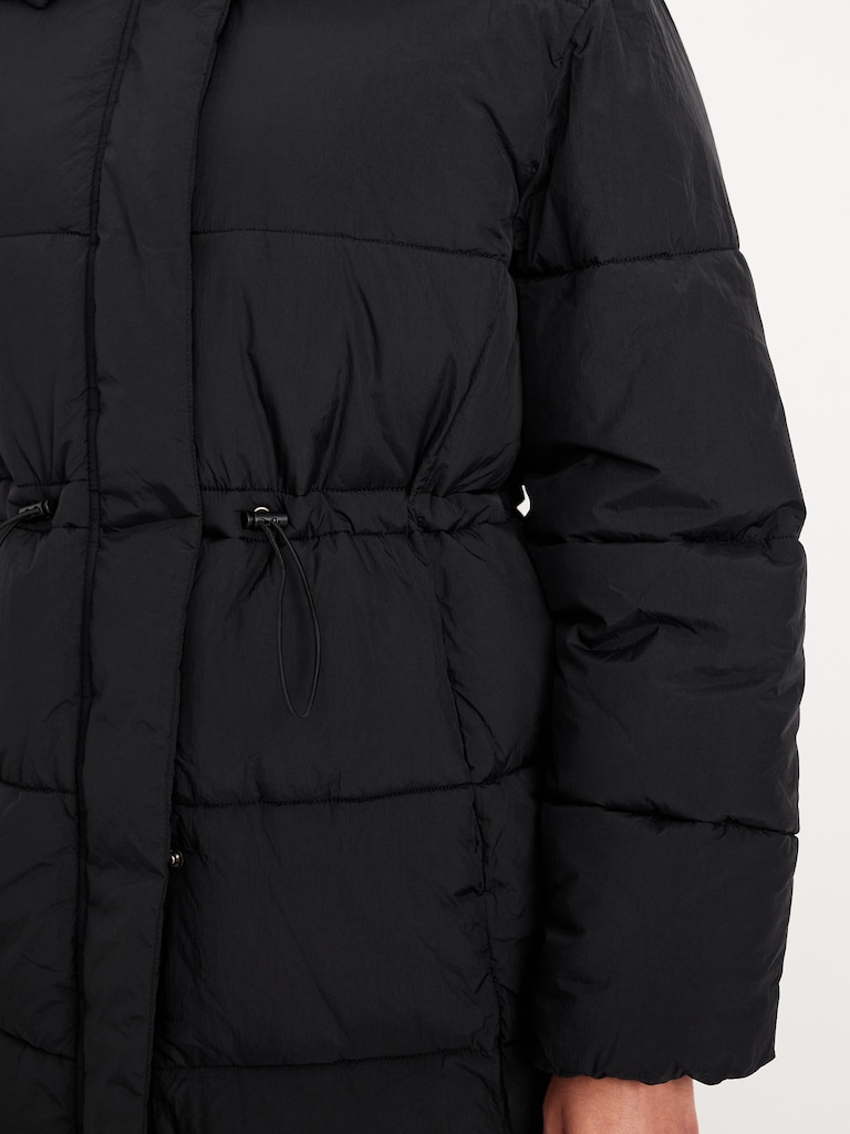 Water-Resistant Quilted Long Puffer Jacket
