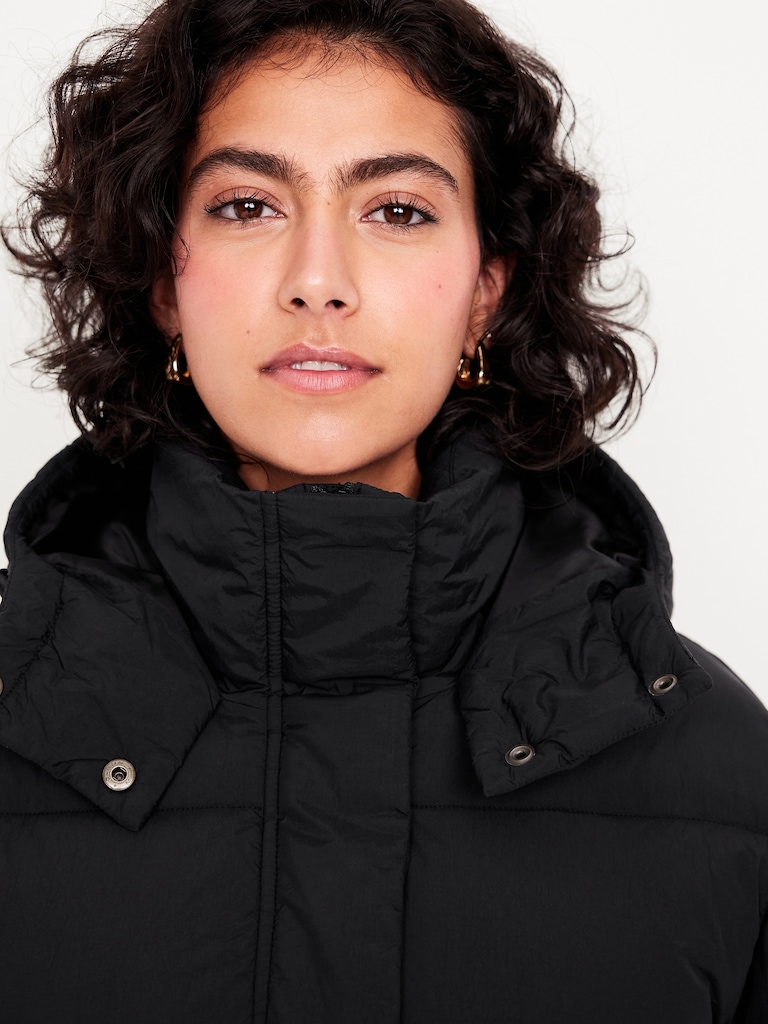 Water-Resistant Quilted Long Puffer Jacket