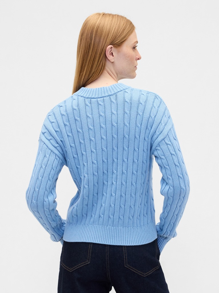 Relaxed Cable-Knit Crewneck Sweater