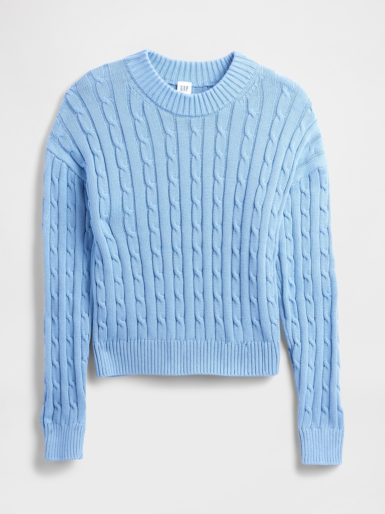 Relaxed Cable-Knit Crewneck Sweater