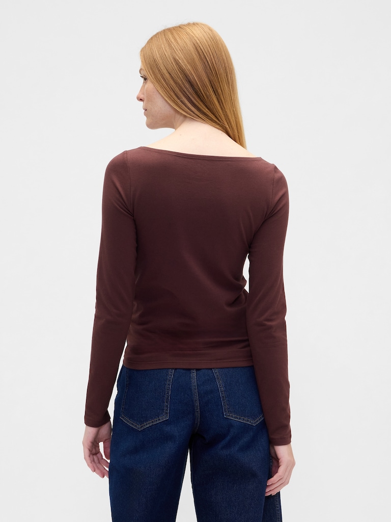 Stretch Jersey Boatneck T-Shirt