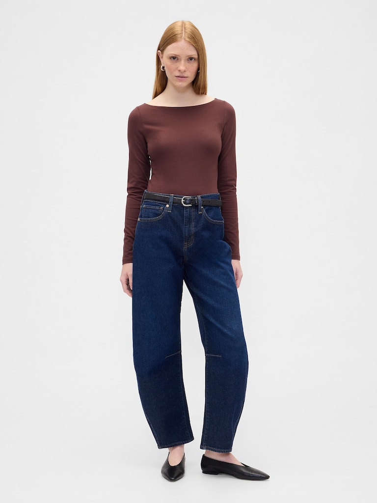 Stretch Jersey Boatneck T-Shirt