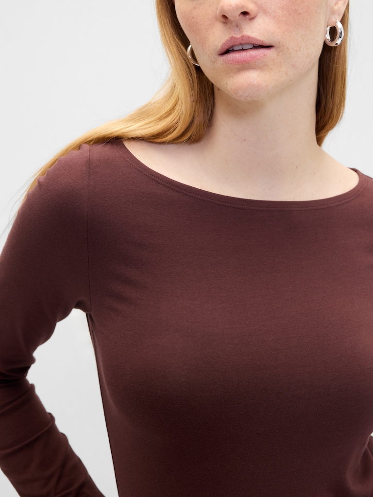 Stretch Jersey Boatneck T-Shirt