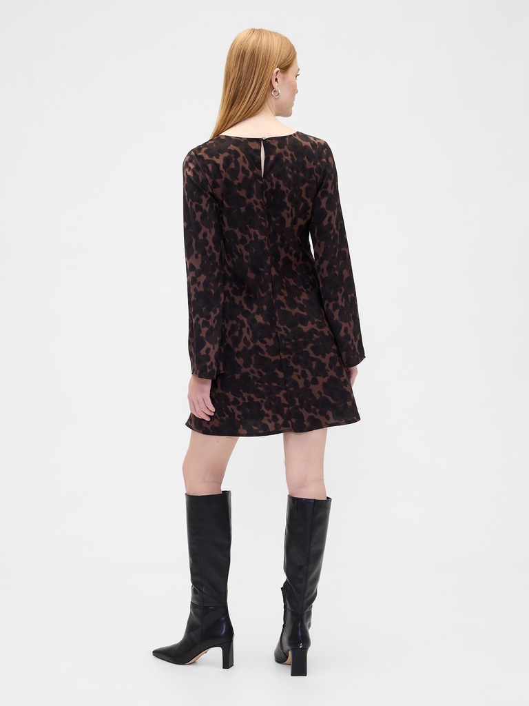 Satin Boatneck Mini Dress